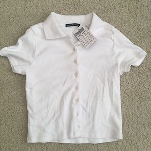 Brandy Melville white button up collared shirt